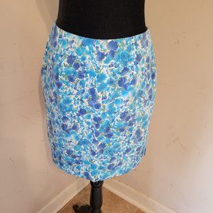 Dress Barn Blue Floral Pencil Skirt